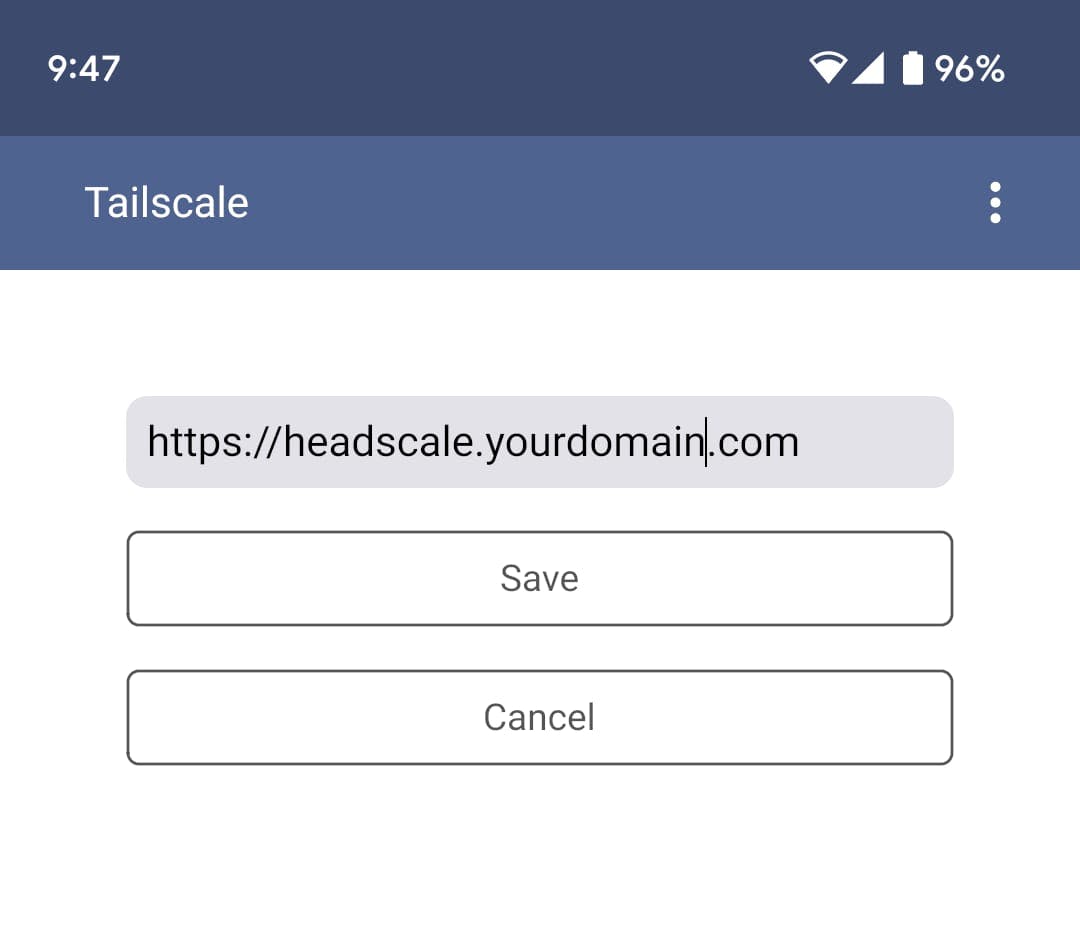 Tailscale mobile client login server
